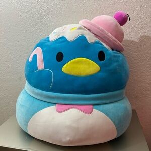 20 inch Squishmallow Sanrio Blue and Pink Bird Plush with Yellow Beak